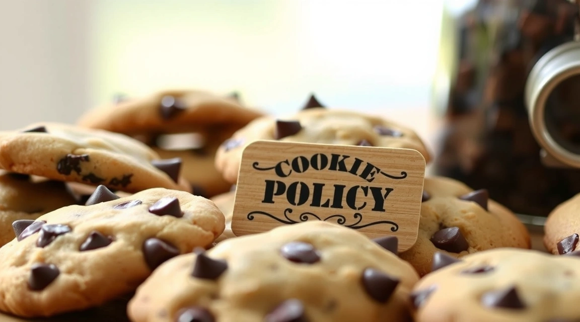 Galletas de chocolate con un letrero de 'Cookie Policy'