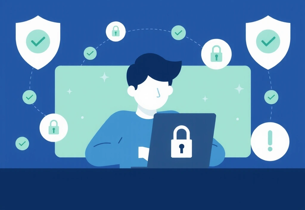 Ilustración de una persona navegando por la web de forma segura